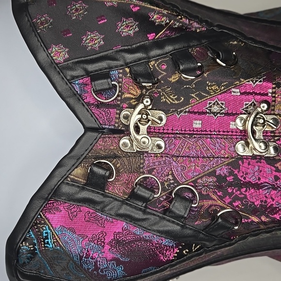 Multicolor Corset with Metal Clasps And Lace-up Back - Picture 3 of 7